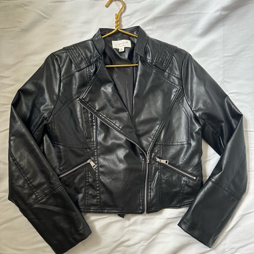 SugarFox Black Faux Leather Jacket Medium